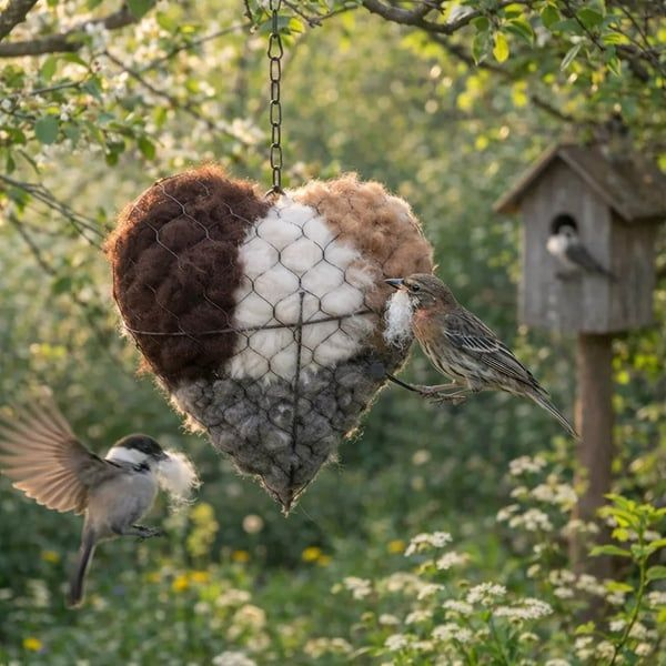 🔥LAST DAY 50% OFF - 🕊️🏡Handmade Natural Alpaca Fiber Bird Nesting Heart❤️Bird lovers gift