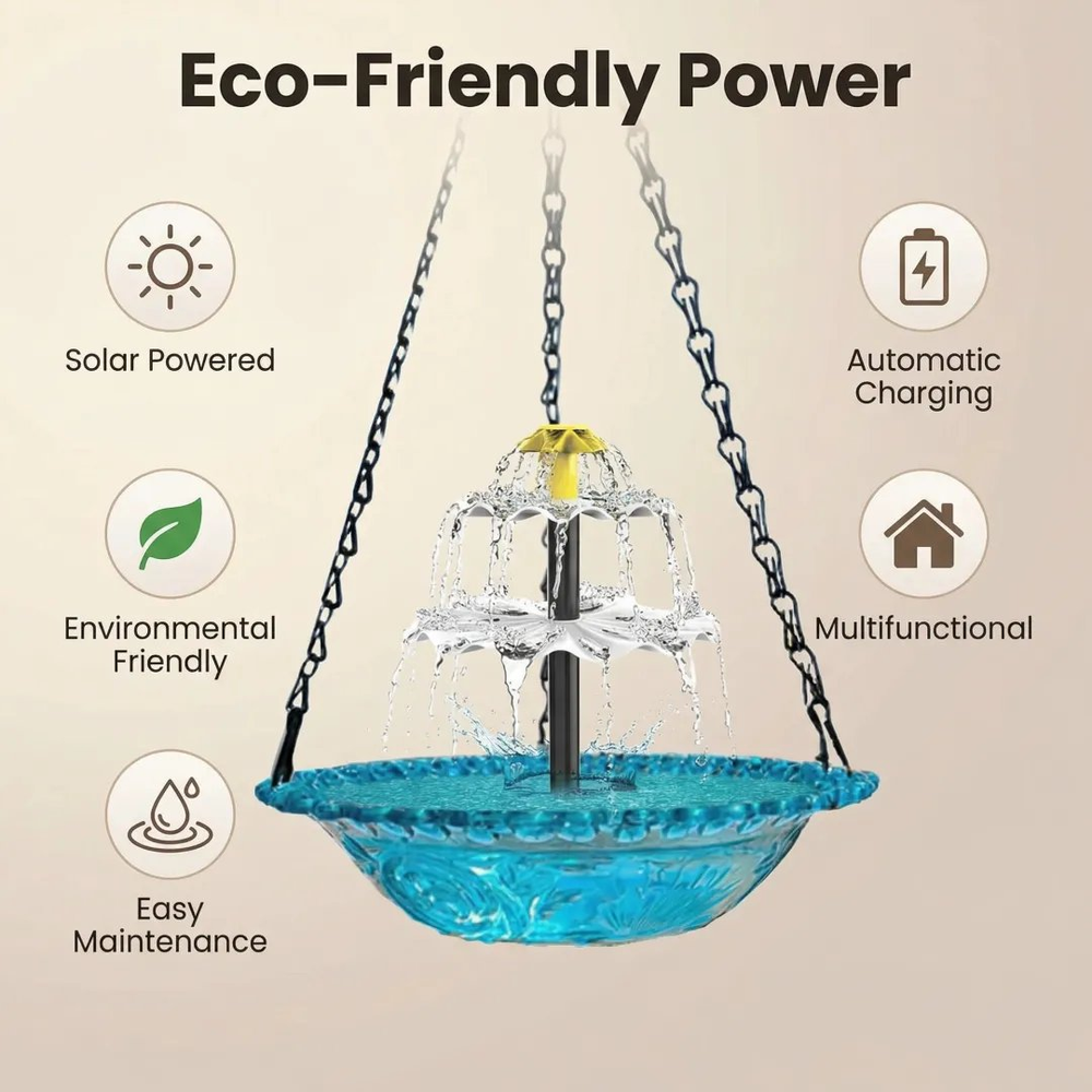 🐦Solar Cascade Hanging Bird Bath Fountain